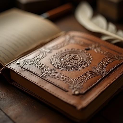 Journal en cuir artisanal avec motifs gravés